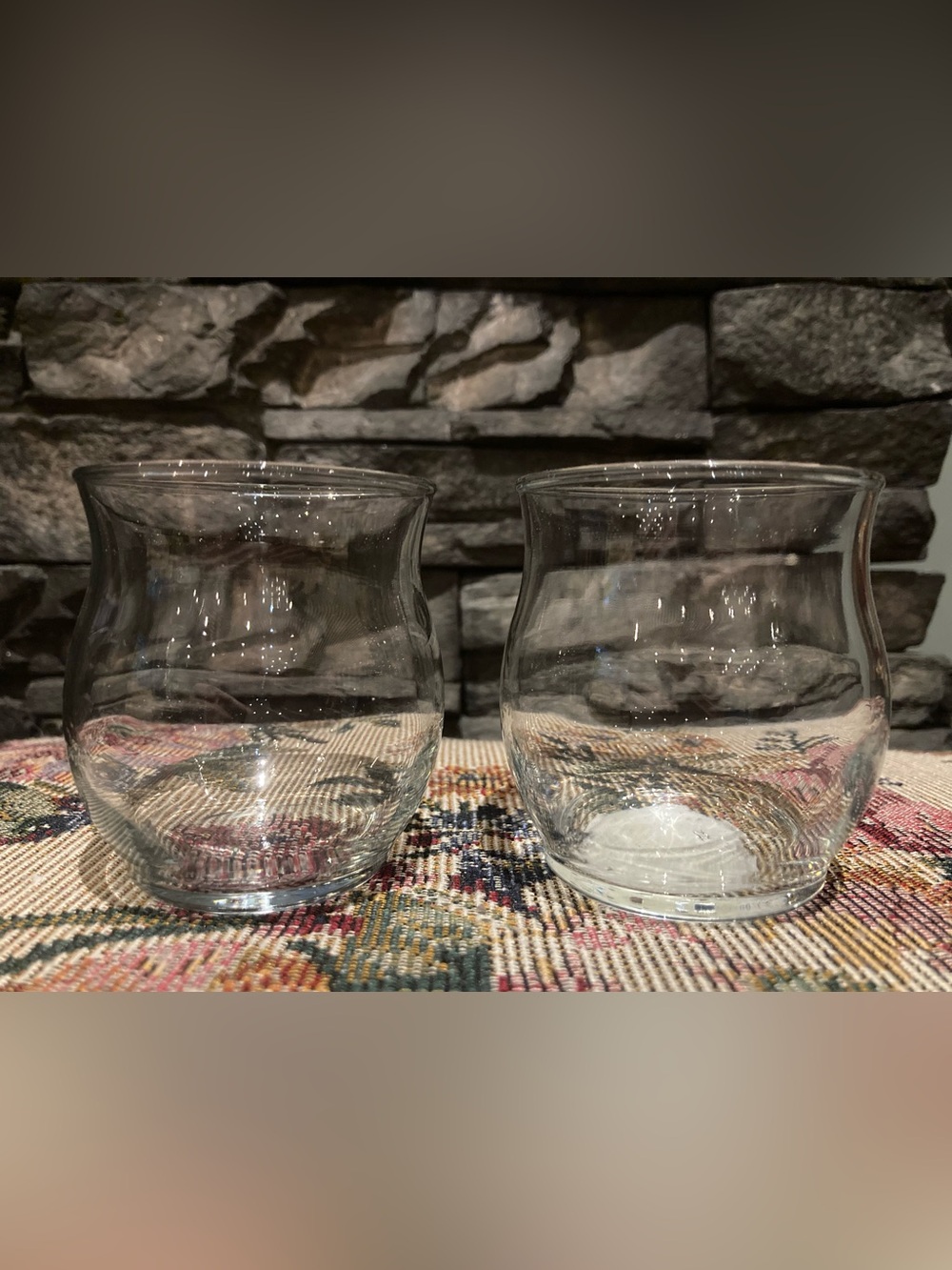 Set of 2 Clear Glass Candle Holders